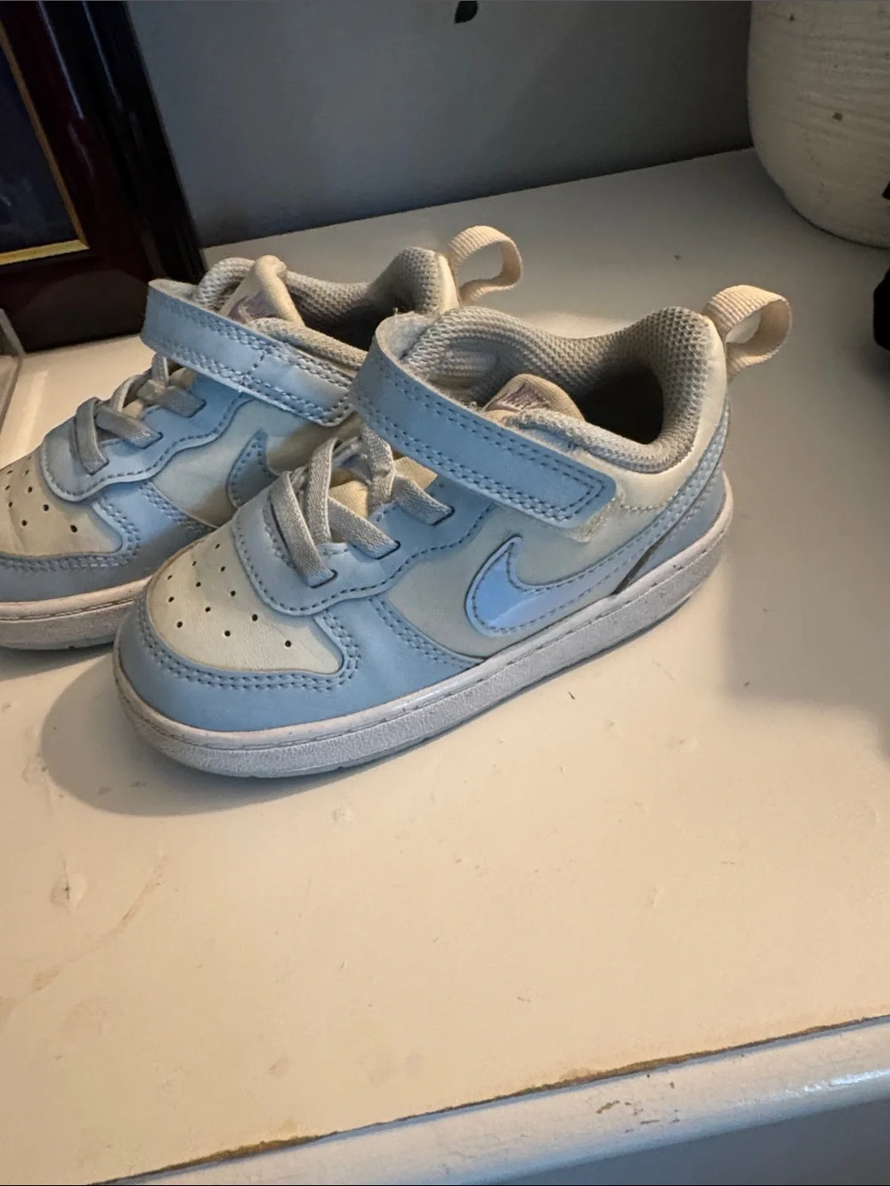 Nike Toddler Light Blue and White Velcro Sneakers